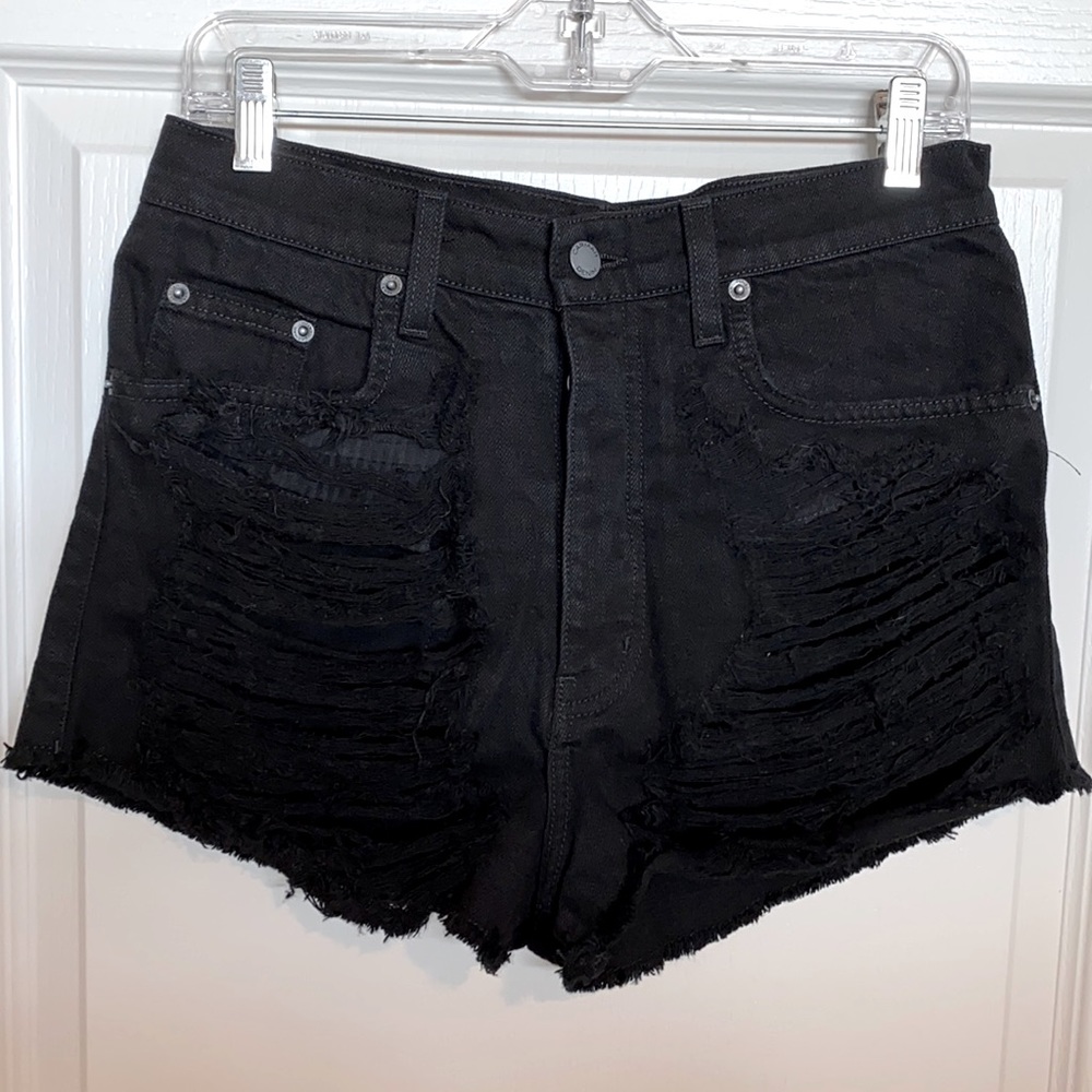 Carmar black denim high waste shorts